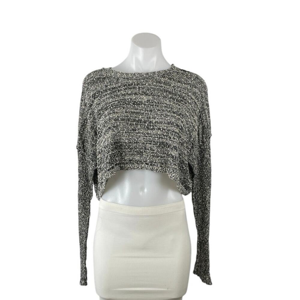 Staring at stars Women's Gray Spacedye Pullover Long Sleeve Crop Top Size S